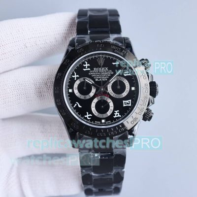 Super Replica Rolex Blaken Daytona Extra Thin Watch So Matt Black 7750 Movement 